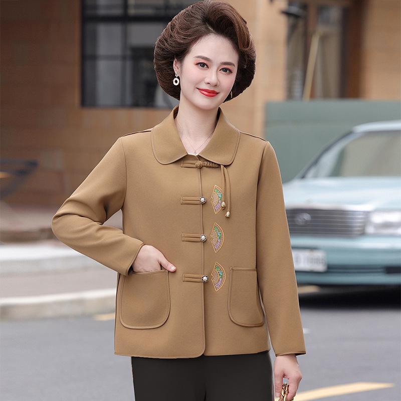 

Chic Embroidered Jacket for Middle-Aged Moms - 2026 Chinese Style Spring & Autumn Fashion 3XL (for 120-135 jin)