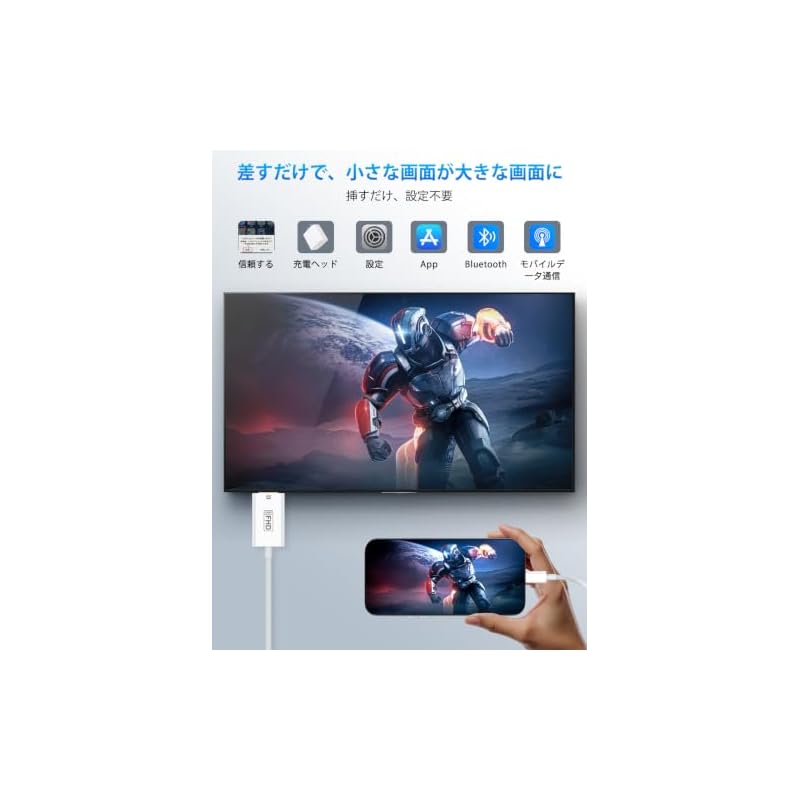 [2026 Model] HDMI Cable for iPhone HDMI Conversion Cable 2m Lightning Digital AV Conversion Adapter Mirroring Compatible No Power Supply Required No