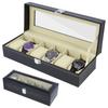 6/12 Slots PU Leather Watch Storage Box for Men Lockable Watch Display Case with Glass Lid Watch Holder Male Christmas Gifts