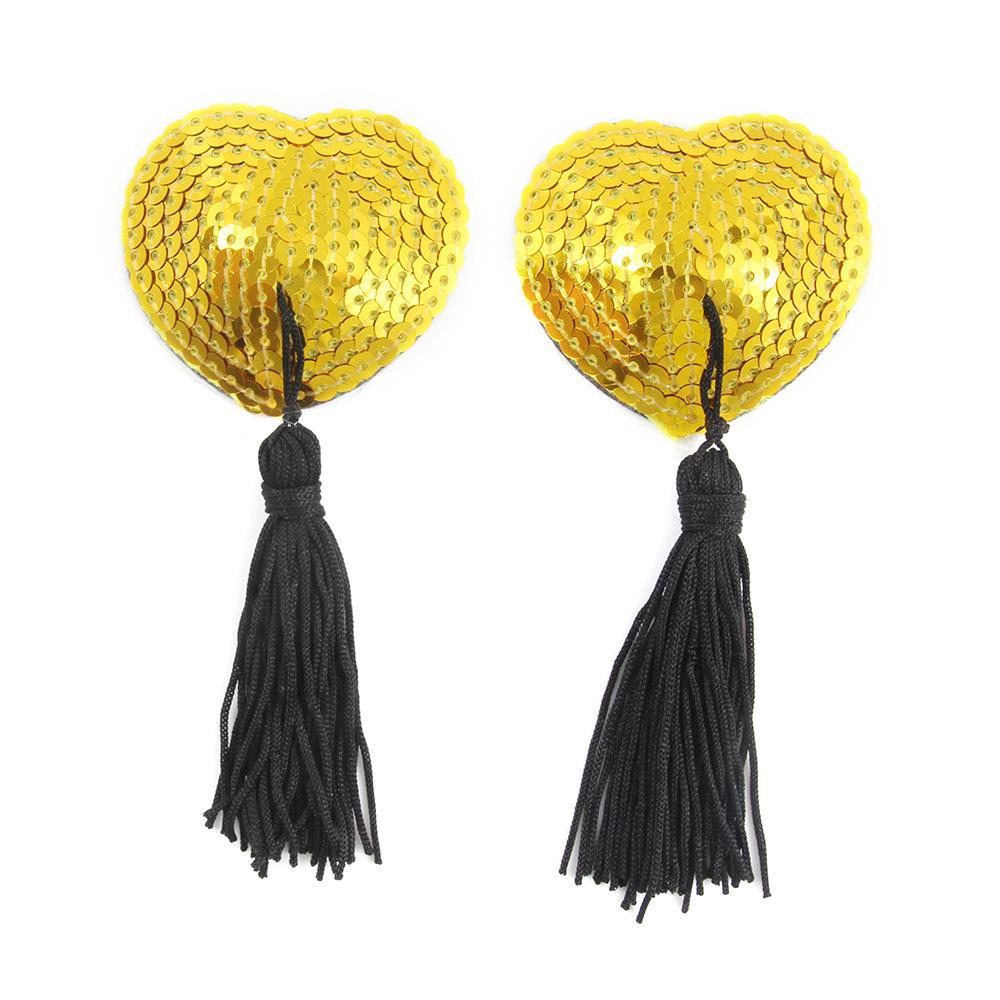 Nipple Stick the Guillotines Women's Adhesive Bra Women's Sexy Tassel Heart-Shaped Sequins Breast Pad Silicone Direct Supply