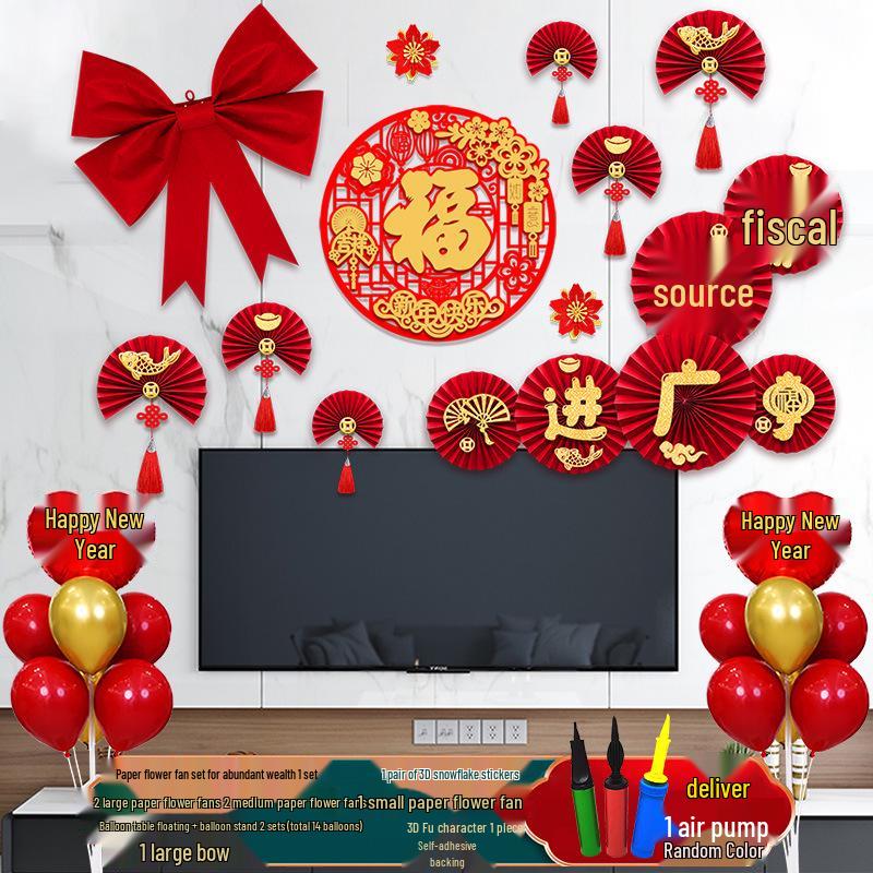 New Year Spring Festival Paper Fan Flower Decorations for Store and Home