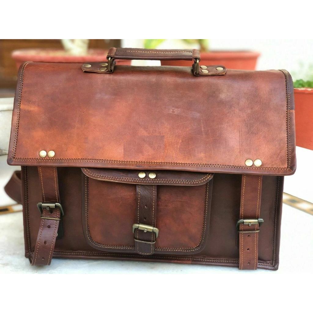 Vintage Men Original Durable Messenger Shoulder Laptop Bag Briefcase Leather