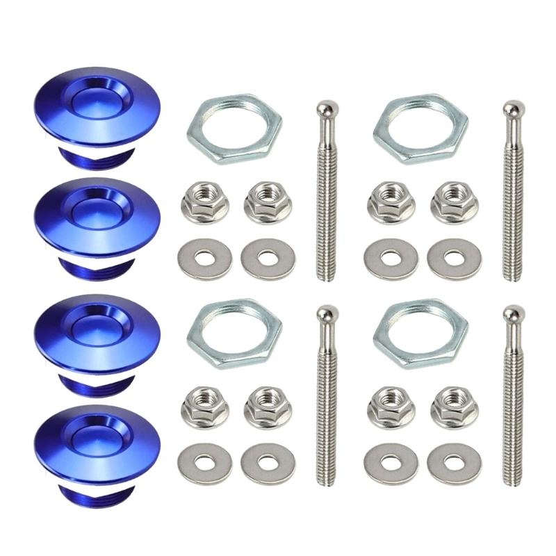 Universally Aluminum Push Button Car Front Bumper Hood Pin Bonnet Lock Latches Clip