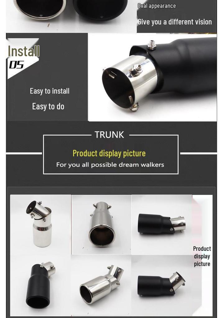 Adjustable 63mm Stainless Steel Exhaust Tailpipe with Elbow