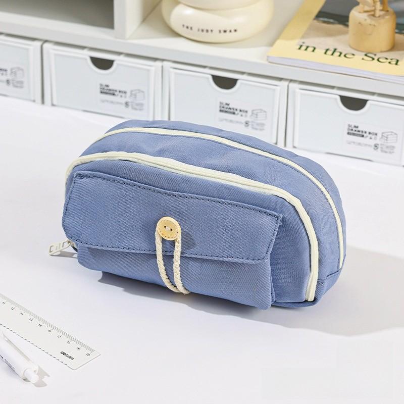 Canvas Multilayer Pencil Case For Students With Large Capacity Creative Design For School Use