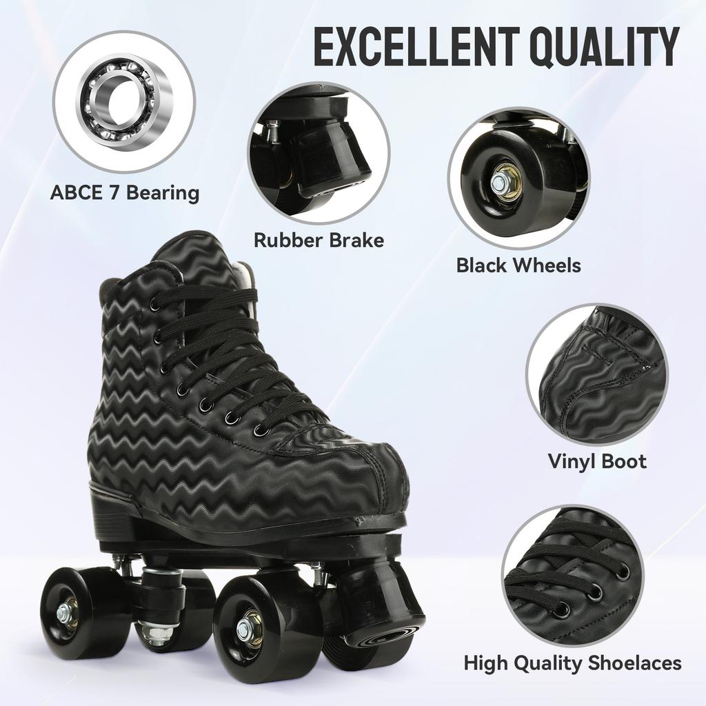 Pattini a Rotelle Quad a Doppia Fila per Adulti 4 Pezzi Ruote Pattini a Rotelle Quad Luminose Scarpe da Ginnastica per Pattinaggio all'Aperto per Principianti 37-45
