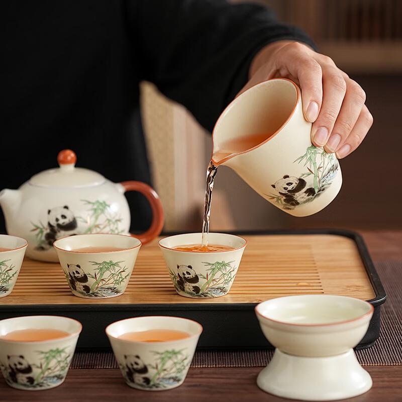Zhuchuang Jingpin Ru Kiln Panda Tea Set