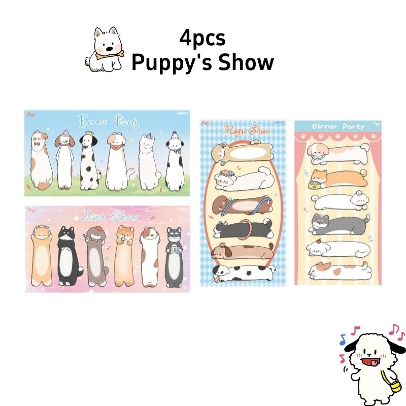 4pcs Kawaii Cat & Puppy Shaped Memo Stickers Self-Adhesive Cartoon Index Labels Sticky Notes Creative Classification Pad