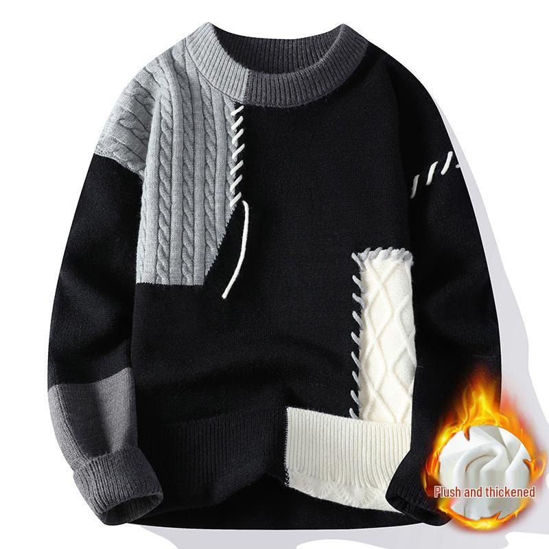2024 Winter Men's Fleece Sweater: Japanese & Korean Style Knitwear