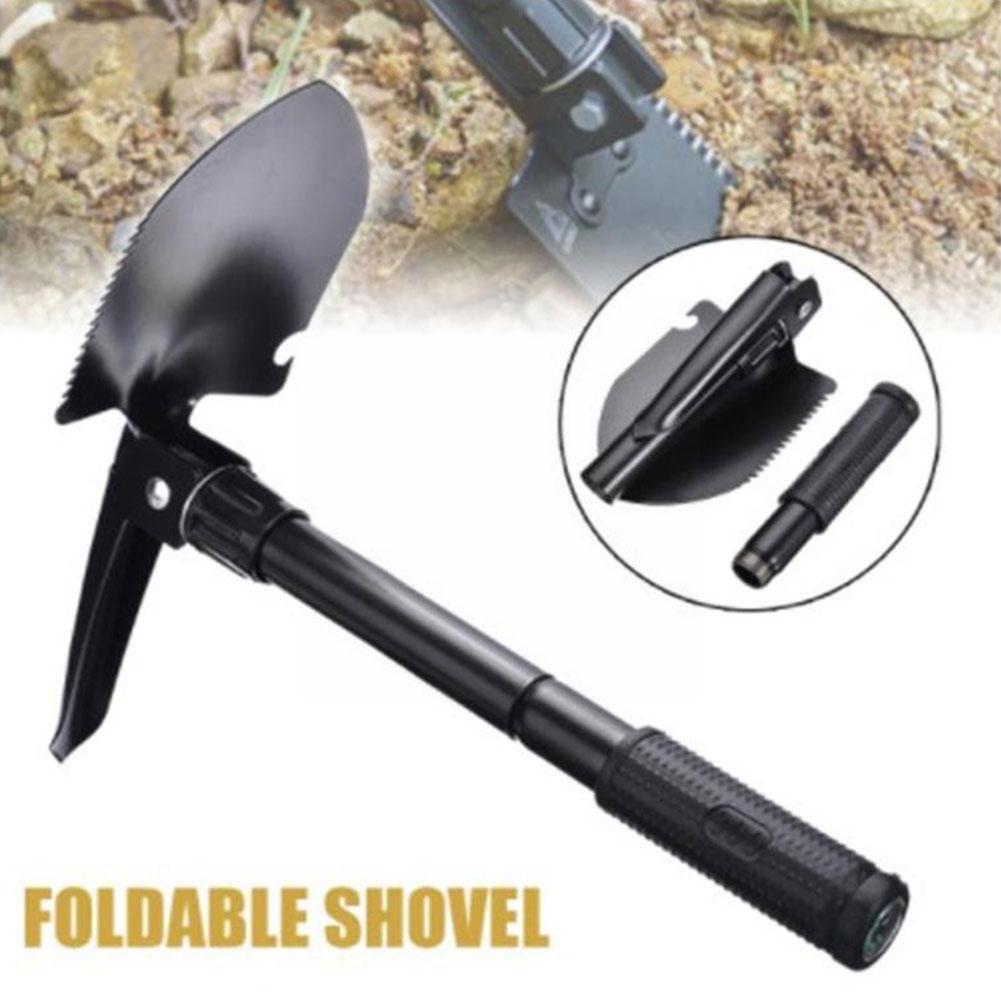 Collapsible Shovel With Compass Multifunctional Tactical Shovel With Zipper Bag Anti-slip Handle Garden Tool