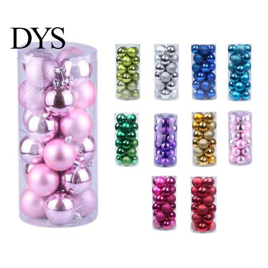 Glossy Matte Glitter Baubles 24 Pcs Small Christmas Ball Ornaments, Mini Shatterproof Plastic Indoor Outdoor Tree Decor Xmas Hanging Decoration