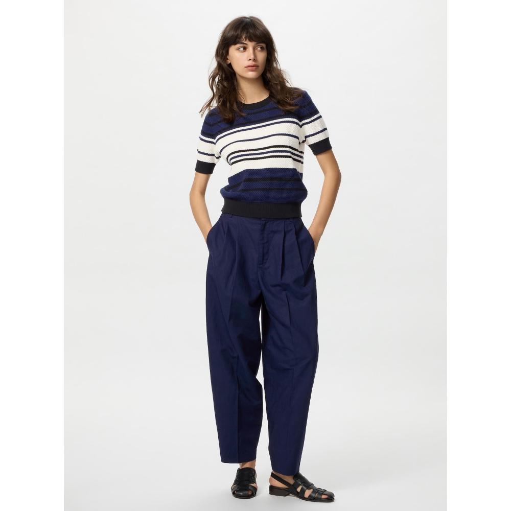 Uniqlo Cotton Popcorn Sweater  Short Sleeve  Stripe