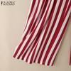 ZANZEA Women Casual Elastic Waist Loose Stripe Print Pants