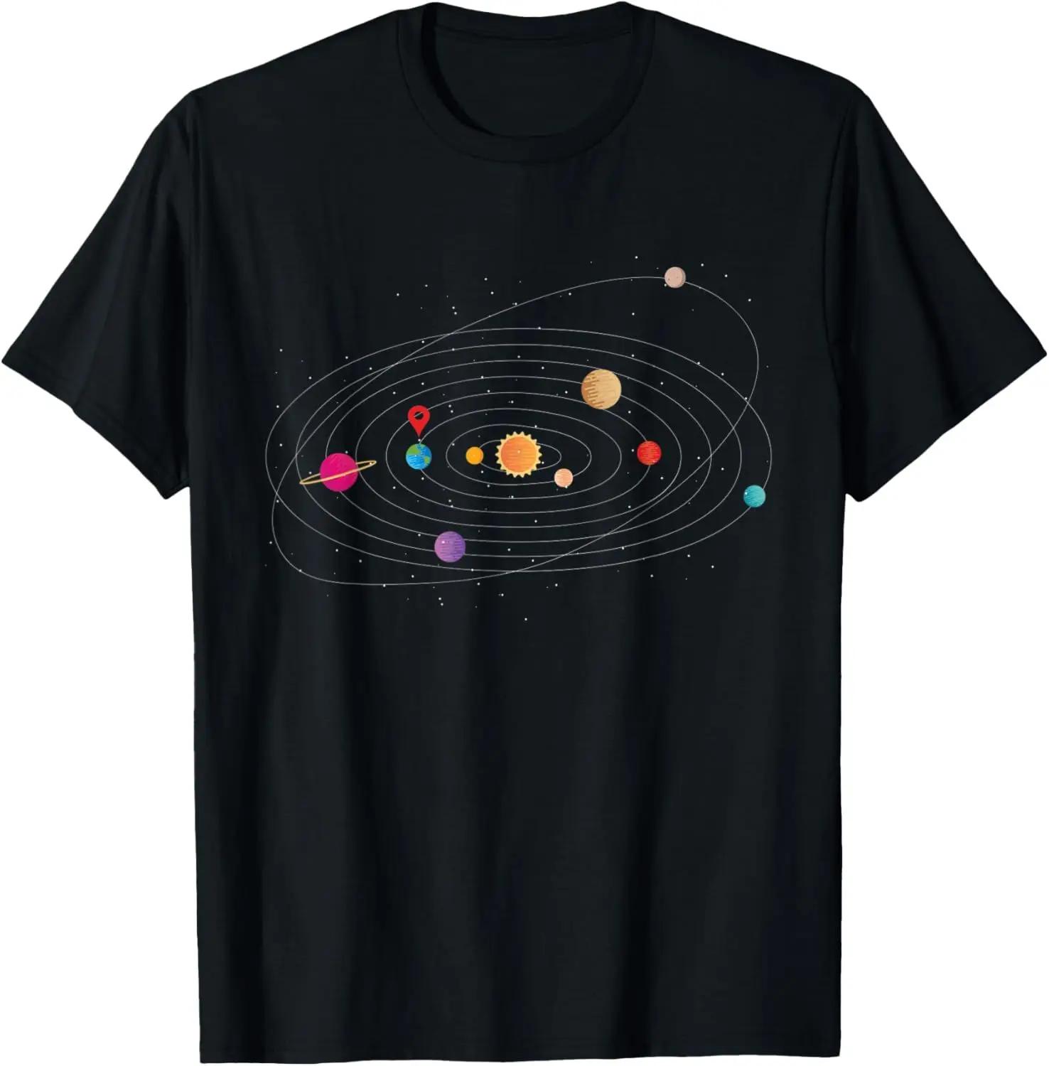 

Fun Astronomy Solar System Science Education T-shirt, Short-sleeved Top for Women with Space Enthusiast Design Graphic T Shir... S разноцветный