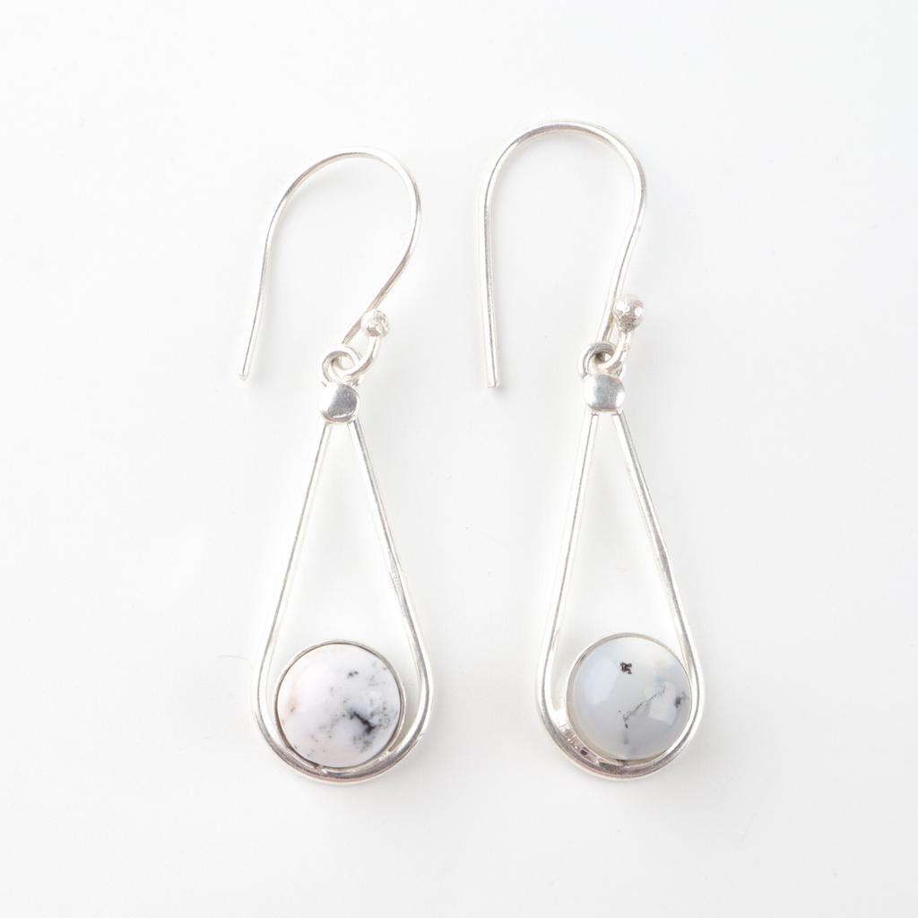 Dendritic Opal Gemstone 925 Sterling Silver Jewelry Handcrafted Earrings 1.76" EE-126-30