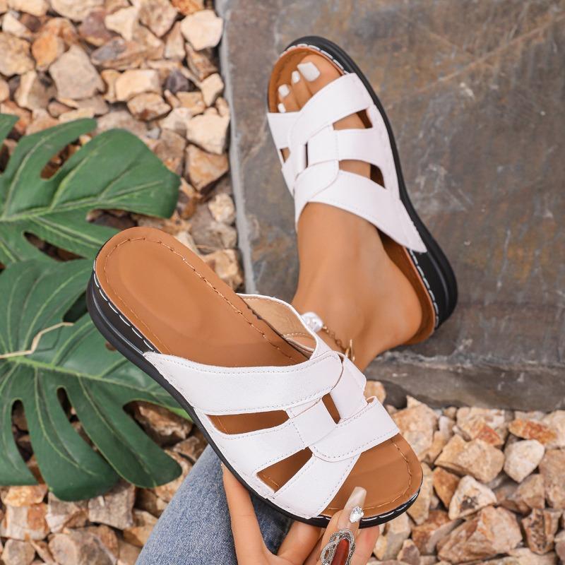 Fashion Women's Wedge Sandals Summer New Round Toe Comfortable Wear-Resistant Non-Slip Lightweight Casual Slip Slippers