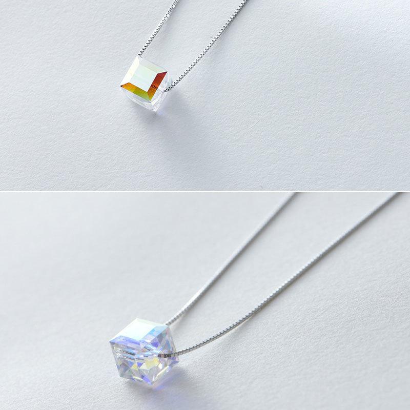 New Fashionable Simple Square Sugar Pendant Korean Edition Necklace Clavicle Chain Necklace