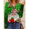 Womens V-Neck Half-Zip Long Sleeve Oversized Hoodie With Geometric Print Casual Comfort Fit 2025