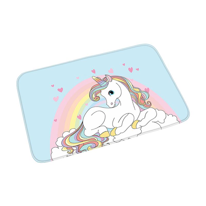 Pink Cute Cartoon Unicorn Pattern Doormat Bedroom Living Room Hallway Floor Rug Decor Balcony Anti-Slip Home Carpet Furry Mat