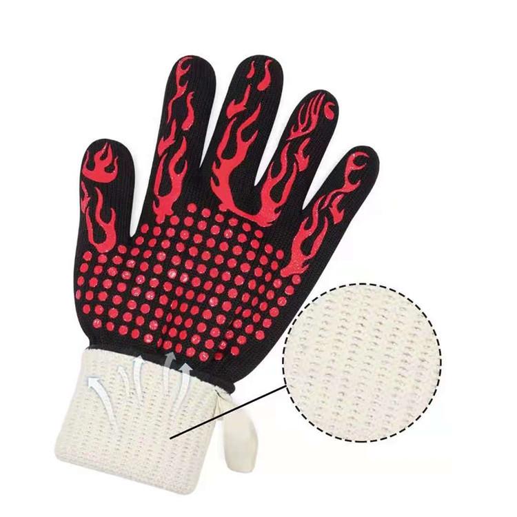 High-Temperature Resistant Insulated BBQ Gloves, Flame Retardant, Anti-Scald, Oil Resistant, Thickened Aramid, EN407 Certified, up to 500 Degrees.
