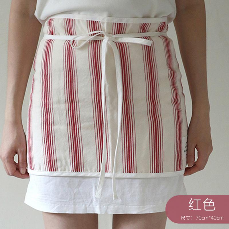 

Japanese and Korean half-length apron female high-value Internet celebrity explosion waterproof and dirt-resistant cooking waist wiping hand 70*40cm красный