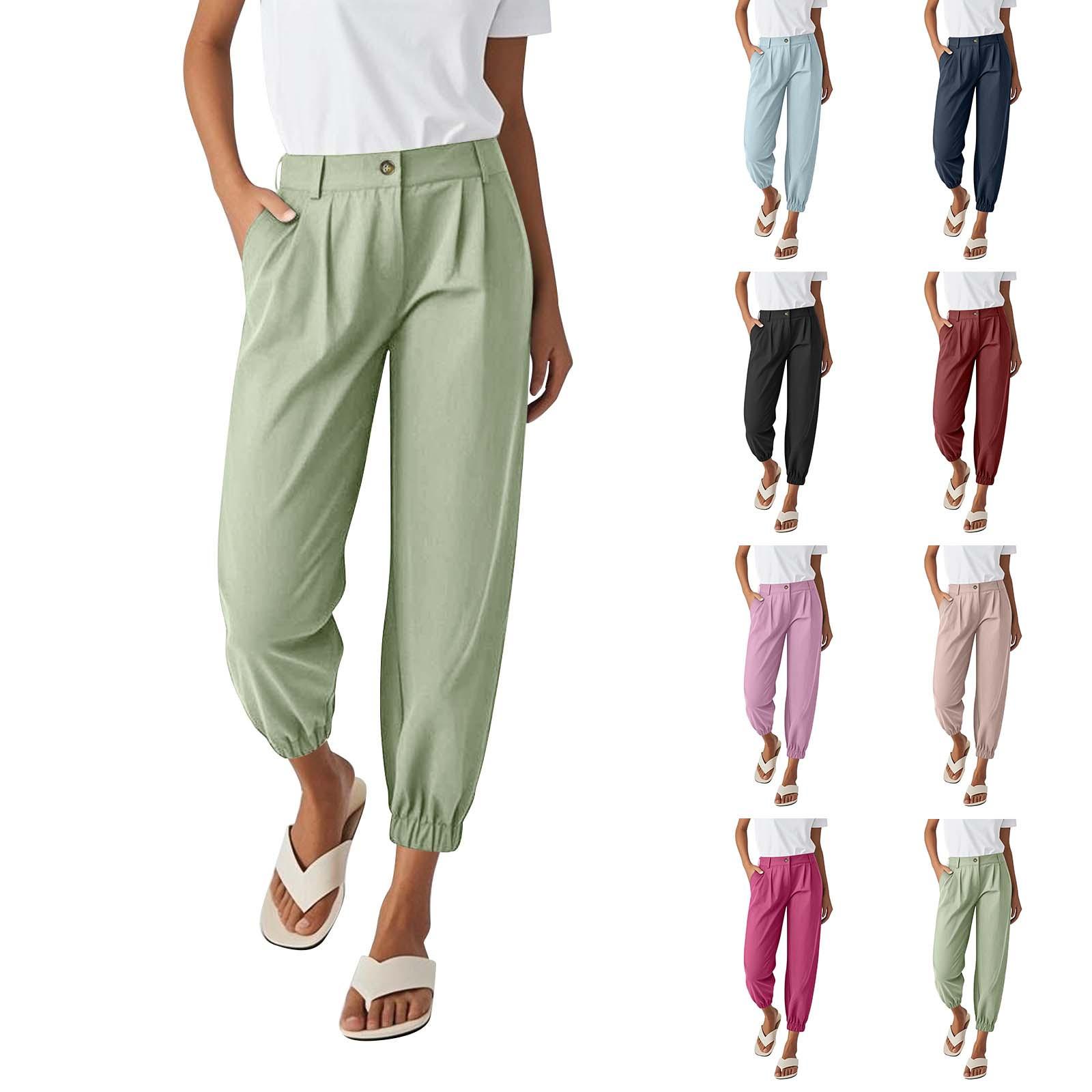 

Womens Capris With Pockets Loose Fit Casual Pants Dressy Lightweight Ladies Baggy Cargo Pants For Hiking L чёрный