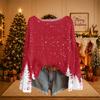 Women's Christmas Print Lightweight Knit Sweater Long Sleeve Casual Pullover Top