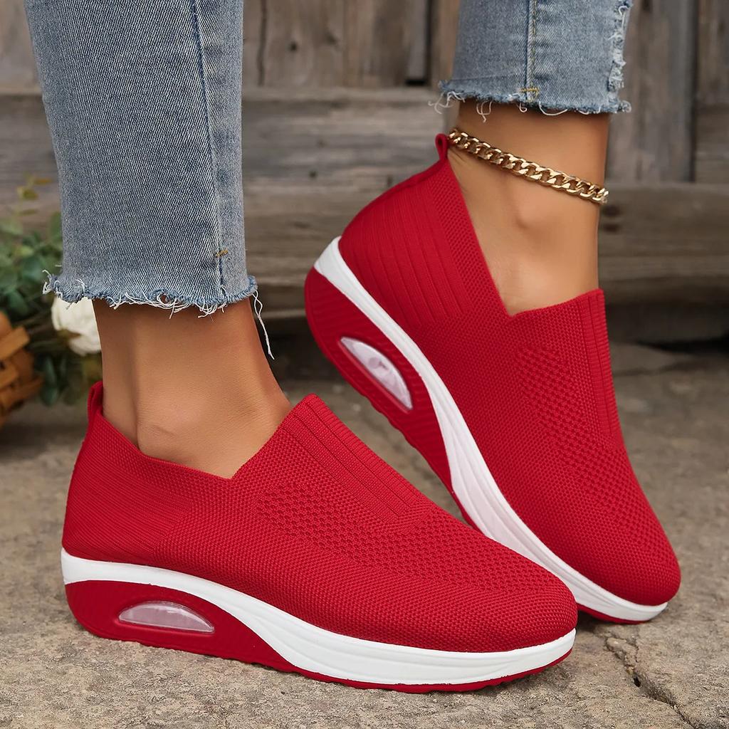 Fashion Women Walking Shoes Air Cushion Non Slip Orthopedic Shoes Ladies Platform Mules Breathable Wedge Female Sneakers 2025