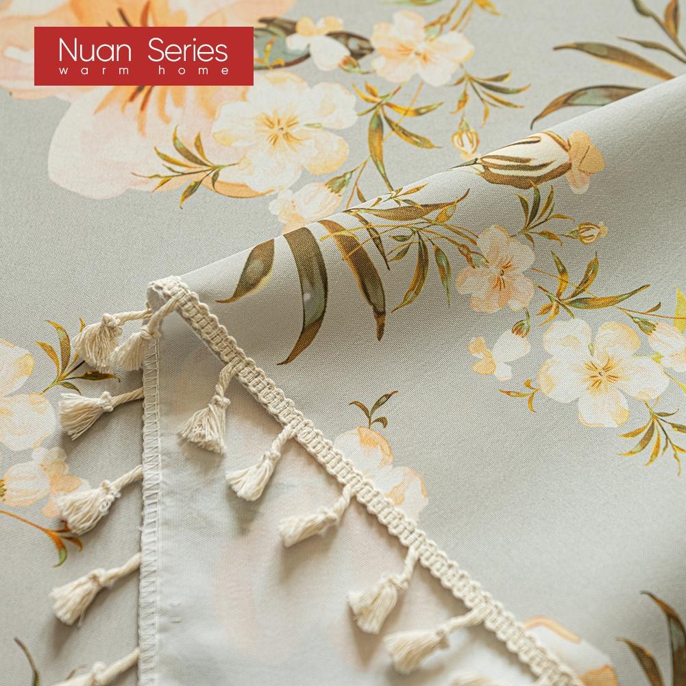 1 BUC Seria Nuan Stil Câmpie Franceză Perdele cu Imprimeu Floral și Margine cu Ciucuri Semi-Transparente pentru Dormitor Sufragerie Fereastră Decor Acasă