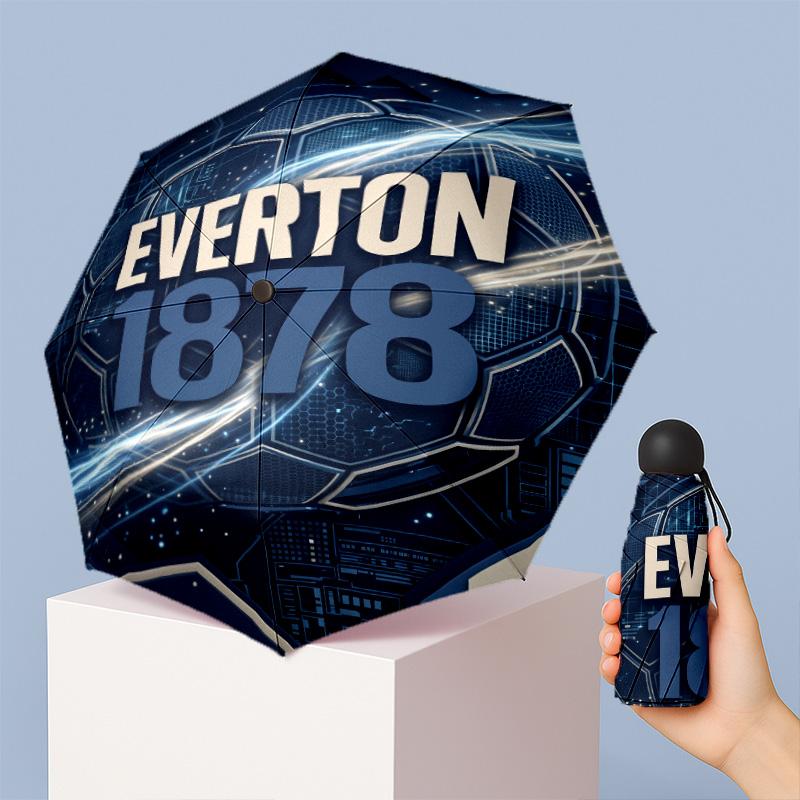 Everton Football Pattern Printed Mini 5 Folds 8 Ribs Compact Umbrella Windproof Waterproof Lightweight Portable Folding