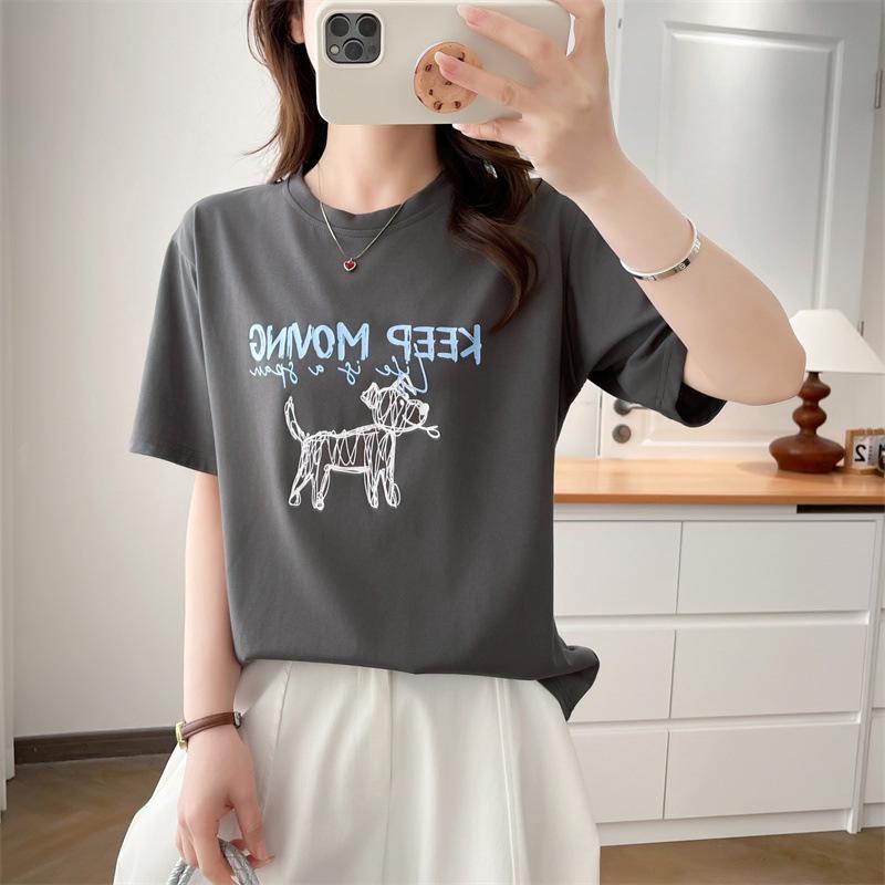 2026 Sommer Übergröße Baumwolle Kurzarm Cartoon Druck Damen Freizeit Oberteil Modisches Vielseitiges T-Shirt