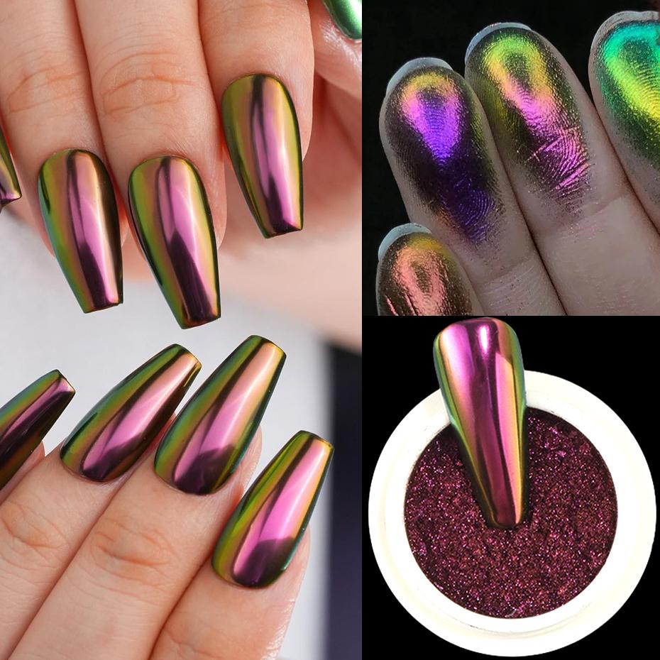Xiaomi Chrome Chameleon Nail Powder Pigment Marmalade Metallic Magic Mirror Nail Art Powder Glitter Rubbing Dust Decorations Manicure