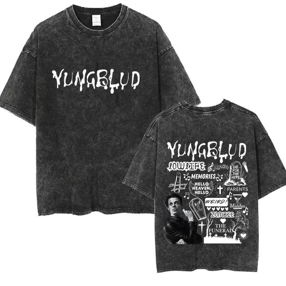Gewaschenes Vintage Rockmusiker Yungblud Tour T-Shirt Herren Damen Retro Mode T-Shirt Männlich Lässig Übergroße T-Shirts Streetwear