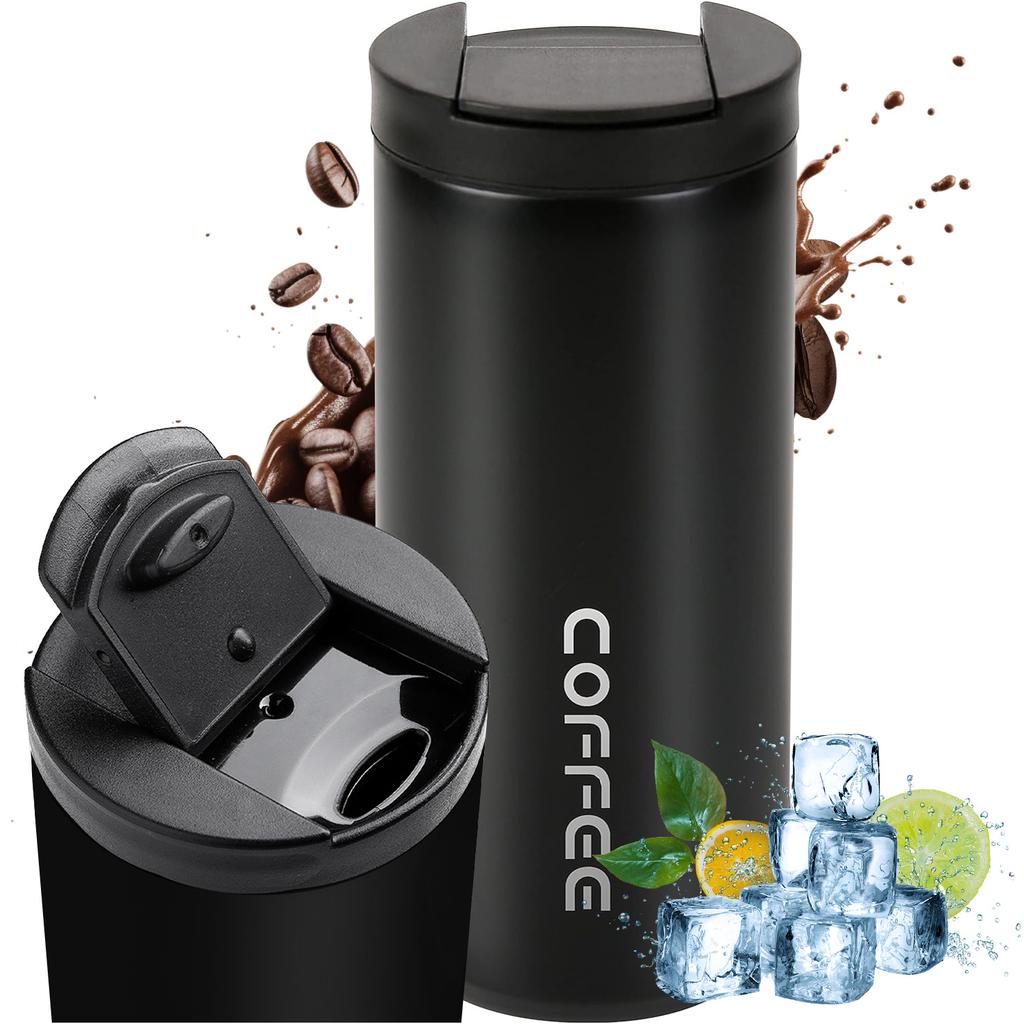 Termos Kubek Termiczny Butelka Bidon 400Ml Do Kawy Herbaty Yerba Mate Alogy Stalowy Czarny