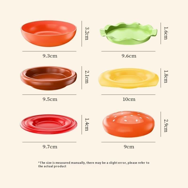 Stackable Hamburger Plate Set Burger 6 Layers Mini Dinner Plate High Value Bone Spit Plate Funny Sauce Containers Table Decor
