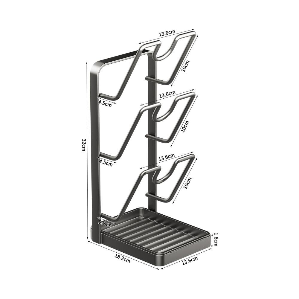 Multifunctional Kitchen Pot Lid Storage Rack with Removable Drip Tray Durable Kitchen Pot Lid Holder