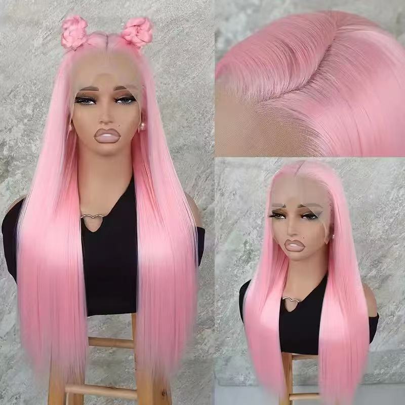 European and American Fashion Orange Wig Bobo Head Medium Bangs Wig Headgear, African Front Lace Wig