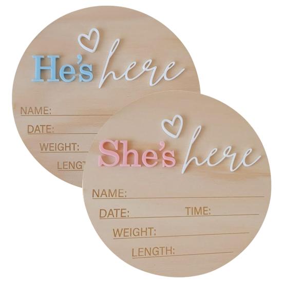 Birth Announcement Sign Wooden Baby Name Weight Length Date Time Plaque Nursery Photo Prop Keepsake Sign for Baby Shower Gift