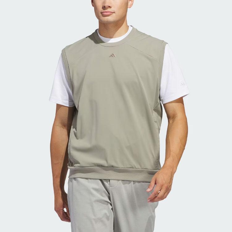 Adidas Go-To Vest Letter Pattern Print Round Neck Sleeveless Top Men Tops Pebble-Grey IU4713