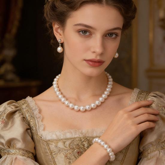 1/2 Sets White Imitation Pearl Jewelry Set Choker Necklace Stud Earrings Bracelet Set Jewelry Accessories