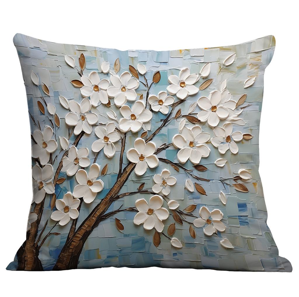 New Flower Pillowcase Imitating Three-dimensional Oil Painting Style Creative Floral Home Living Room Sofa Cushion Pillowcase
