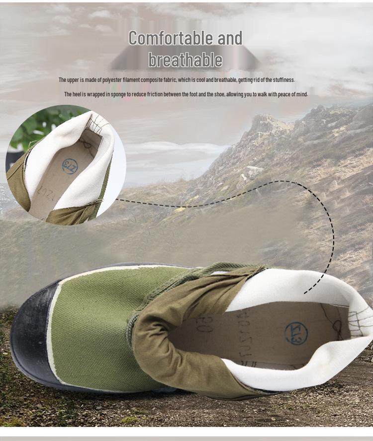 Genuine 3537 Unisex High-Top Canvas Work Shoes, Yellow, Non-Slip, Wear-Resistant Labor Protection Footwear.