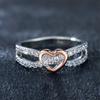 Simple Female White Zircon Stone Ring Rose Gold Silver Color Heart Engagement Bride Wedding  For Women