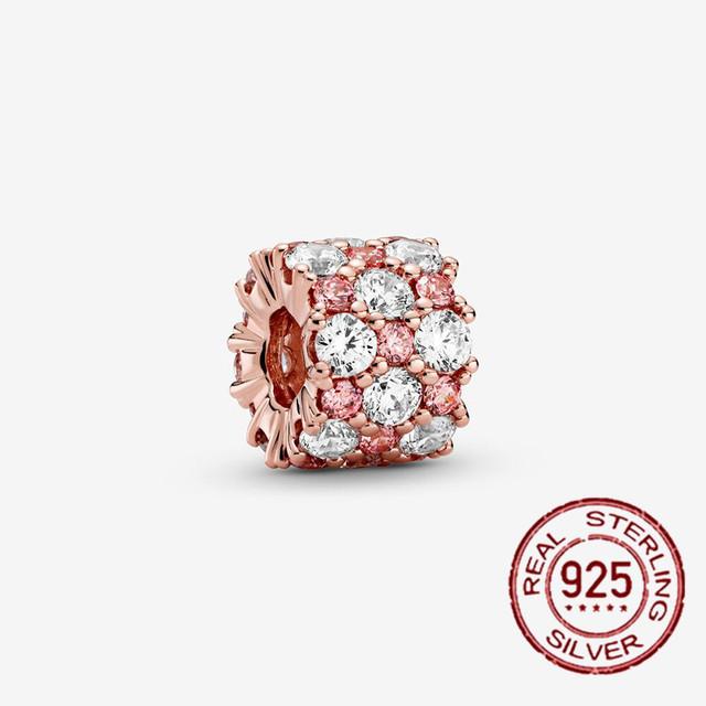 Pendentif en forme de cœur de la série rose, perles adaptées à la mode originale, Bracelet à breloques en argent Sterling 925 pour femmes, bricolage de bijoux fins, nouvelle collection