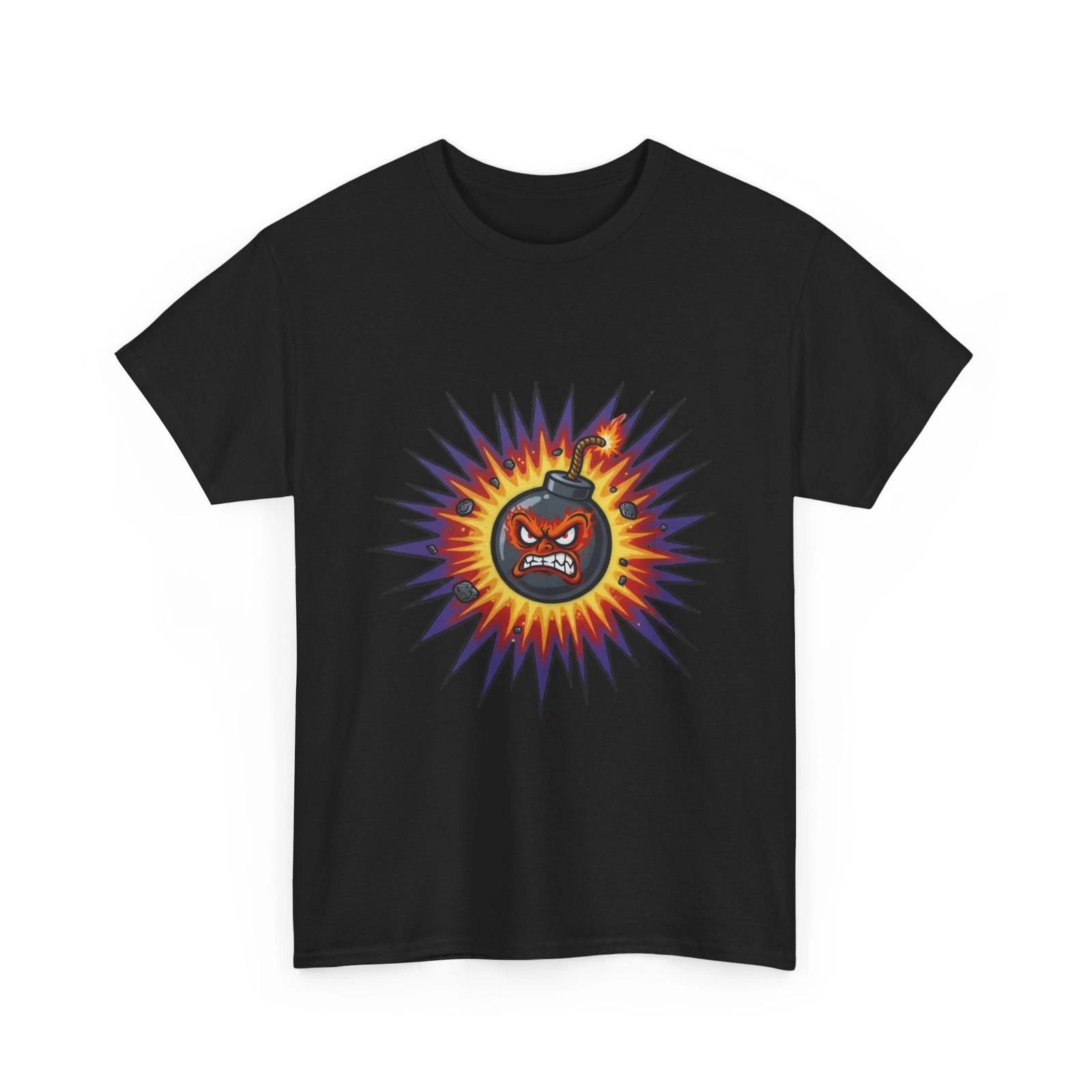 Angry Bomb Sunburst Tee | Retro Explosive Graphic Shirt, Cool Shirt, Quality Tee M