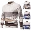 2024 Herren Pullover mit Farbblock, Rundhalsausschnitt und Zopfmuster - Retro Herbst/Winter Warmer Pullover