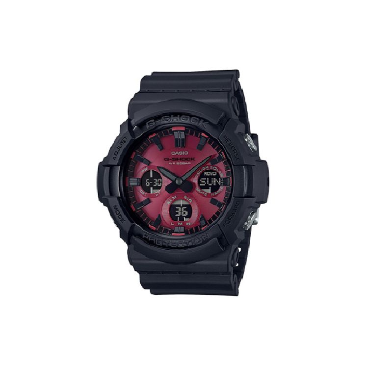 

Casio G-Shock Series Fashion Trend Color Block Street Classic Three Eyes Dual Display Sports Waterproof Quartz Movement Resin Strap GAS-100AR-1A Red Black
