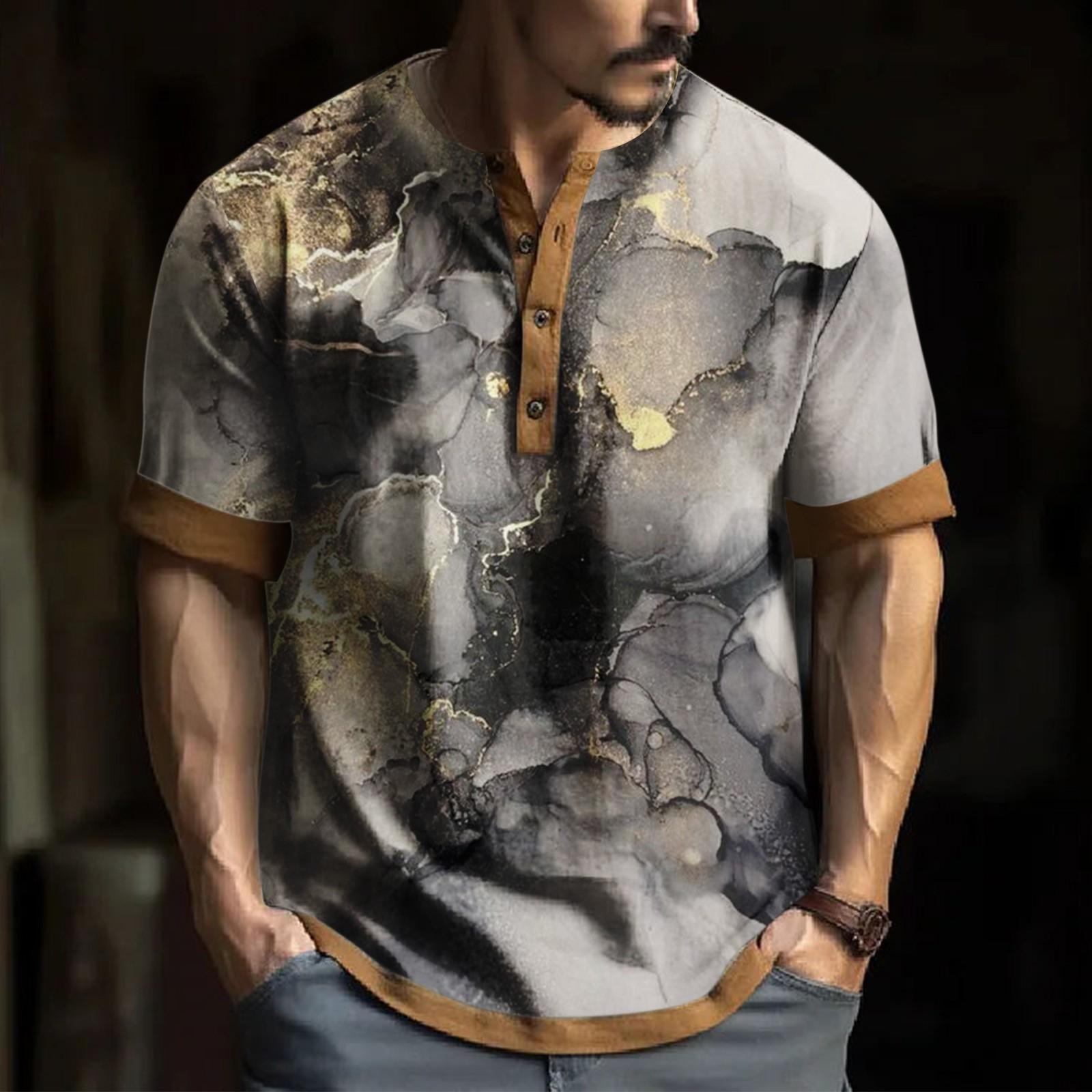 

Мужская модная футболка с коротким рукавом и вышивкой с коротким рукавом и принтом на весну и лето M