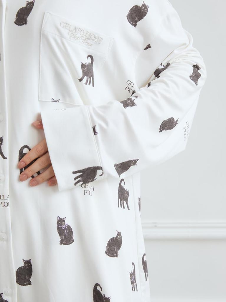 Gelato Pique Halloween Cat Print Shirt (PWCT254237OWHTF)