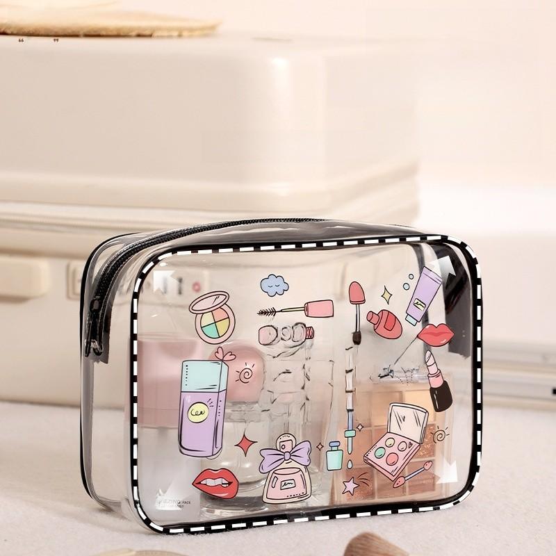 Pvc Cartoon Makeup Bag Large Capacity Waterproof Travel Organizer For Daily Use